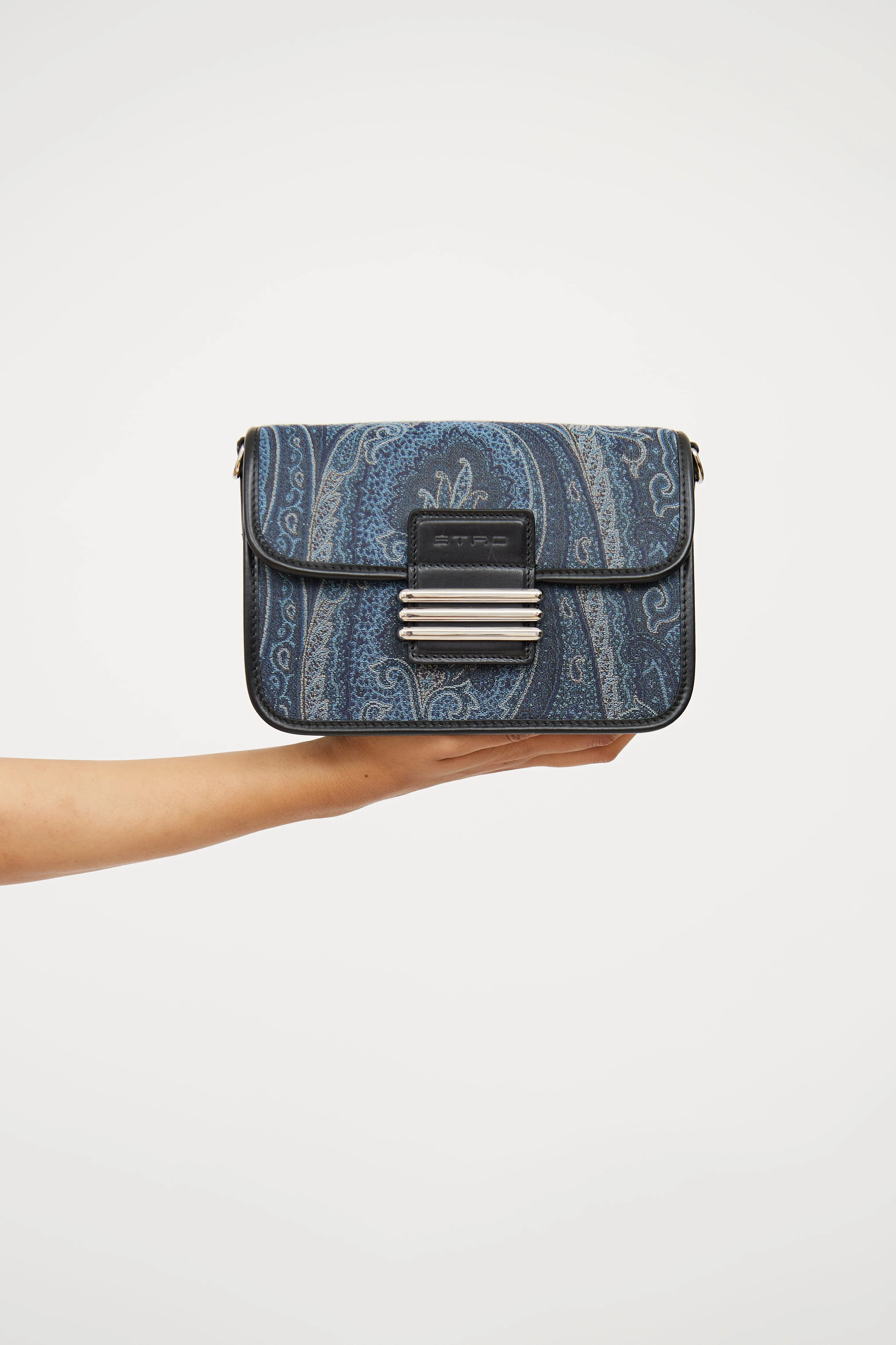 Blue Denim & Paisley Crossbody Bag