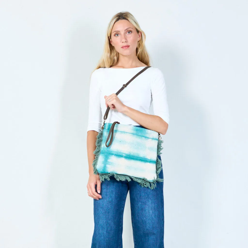 Boho fringed canvas crossbody bag wholesale