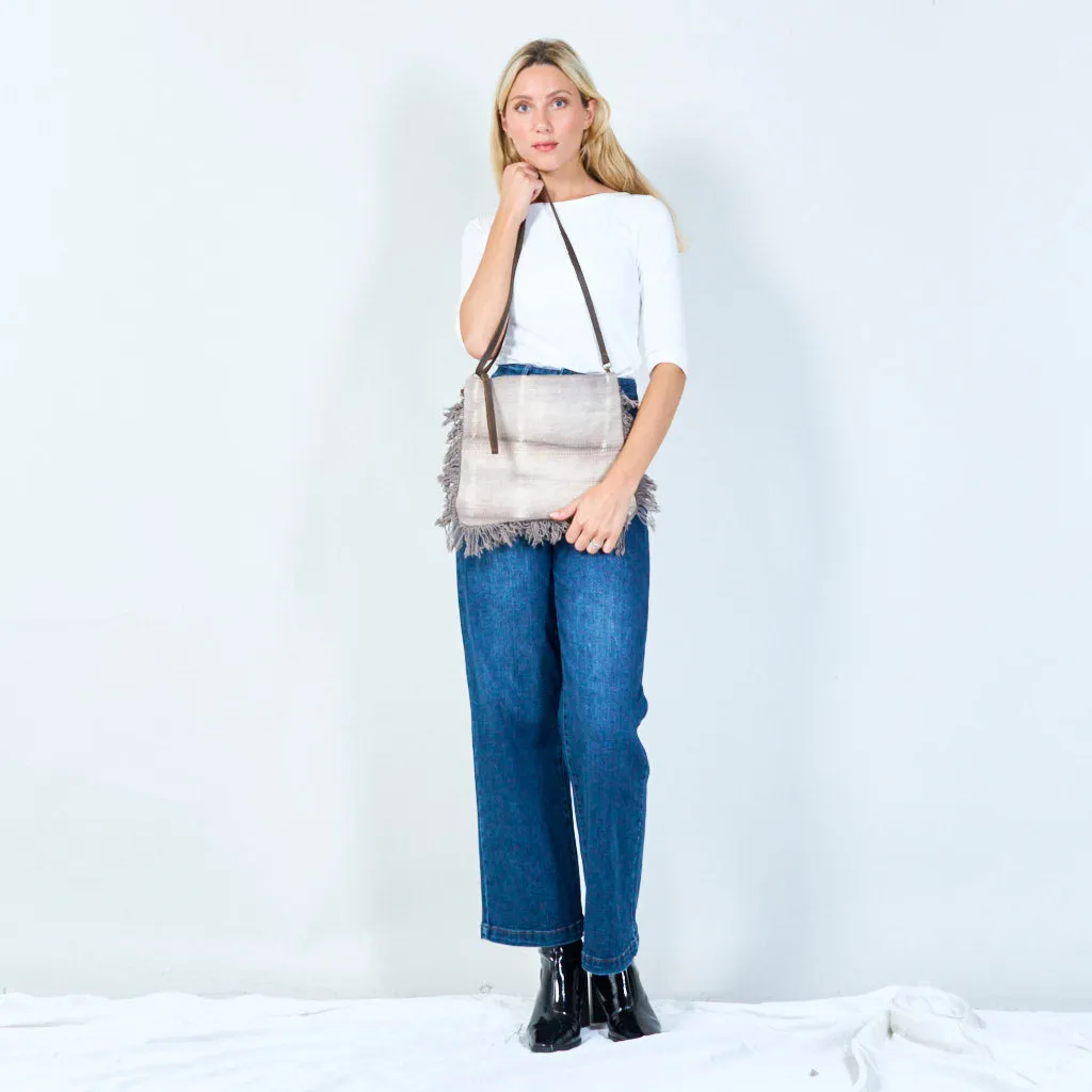 Boho fringed canvas crossbody bag wholesale