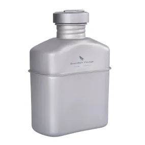 Boundless Voyage Titanium Military Canteen Can be Boiled with Carry Bag Outdoor Camping Big Capacity Water Bottle 1100ml