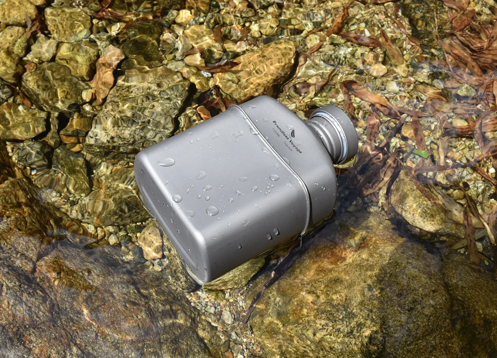 Boundless Voyage Titanium Military Canteen Can be Boiled with Carry Bag Outdoor Camping Big Capacity Water Bottle 1100ml