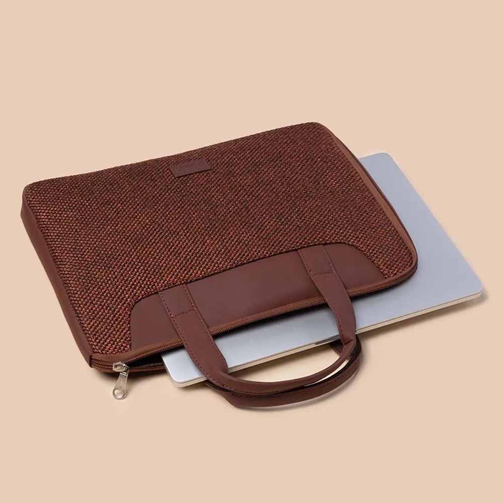 Brown Metal L-Zippered Laptop Sleeve