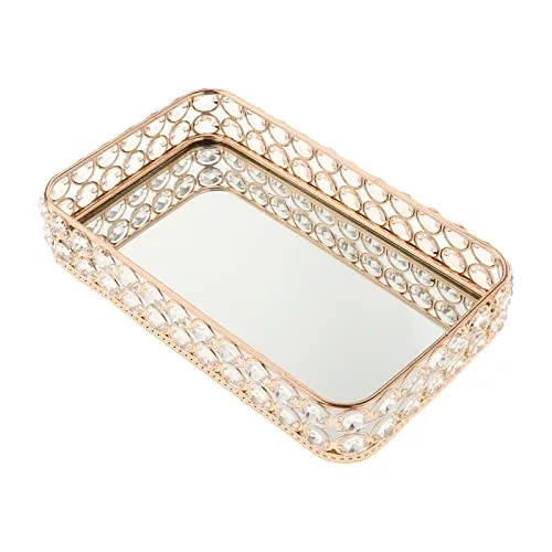 CALANDIS Rectangle Crystal Tray Table Mirrored Perfume Care Perfume Organizer Wedding