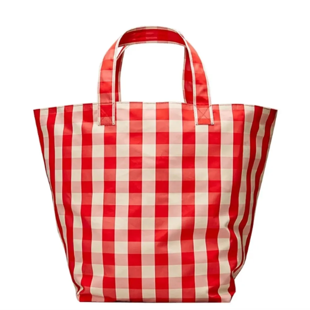 Casual Gingham Shopper Canvas Totes