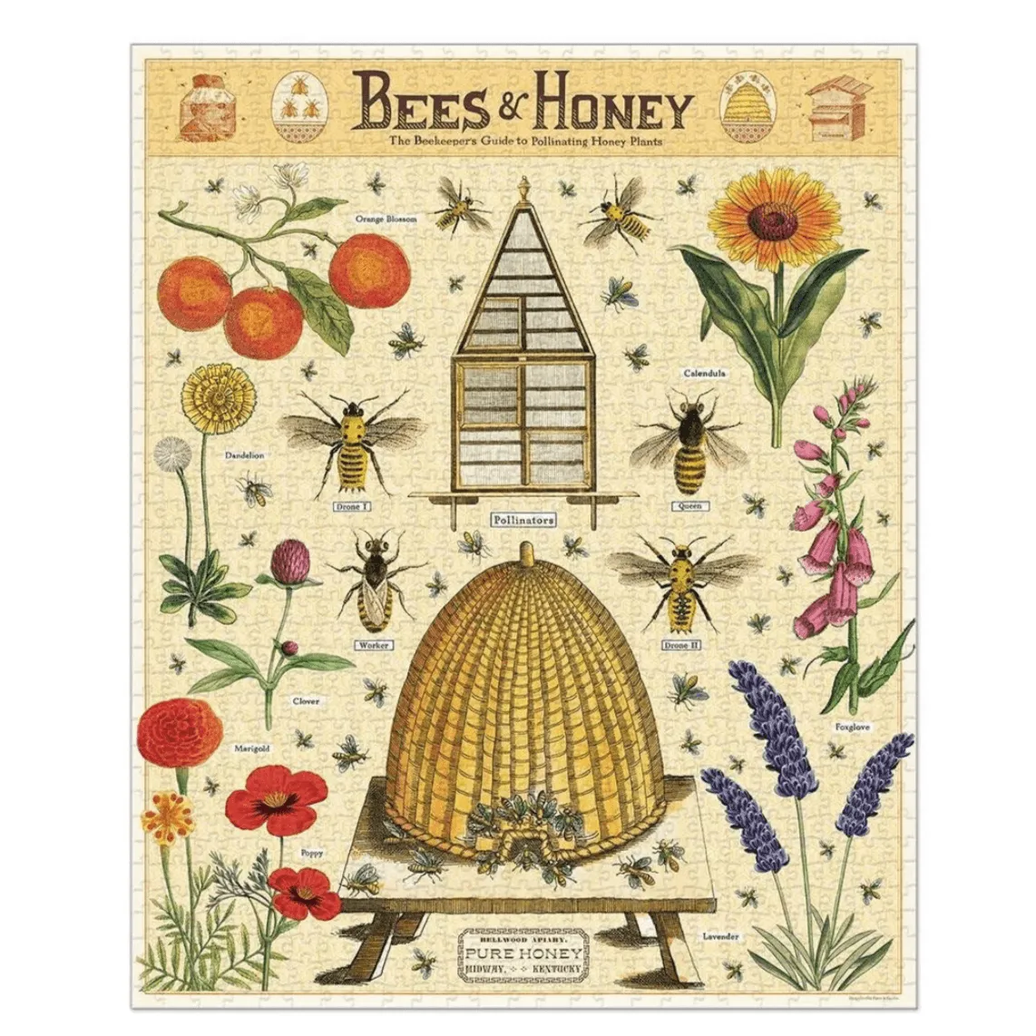 Cavallini Vintage Bees and Honey 1,000 Piece Puzzle