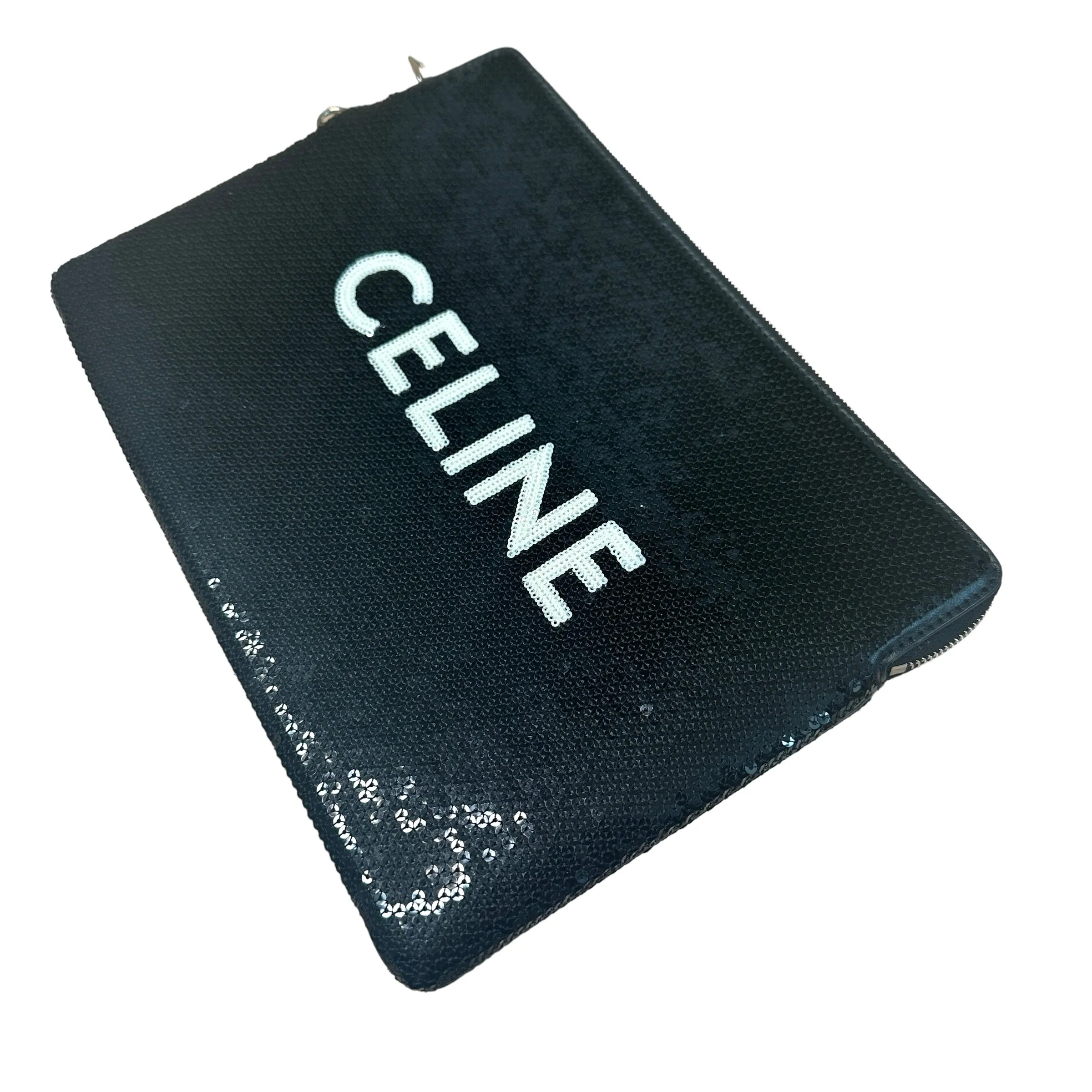 Celine Logo Sequins Clutch