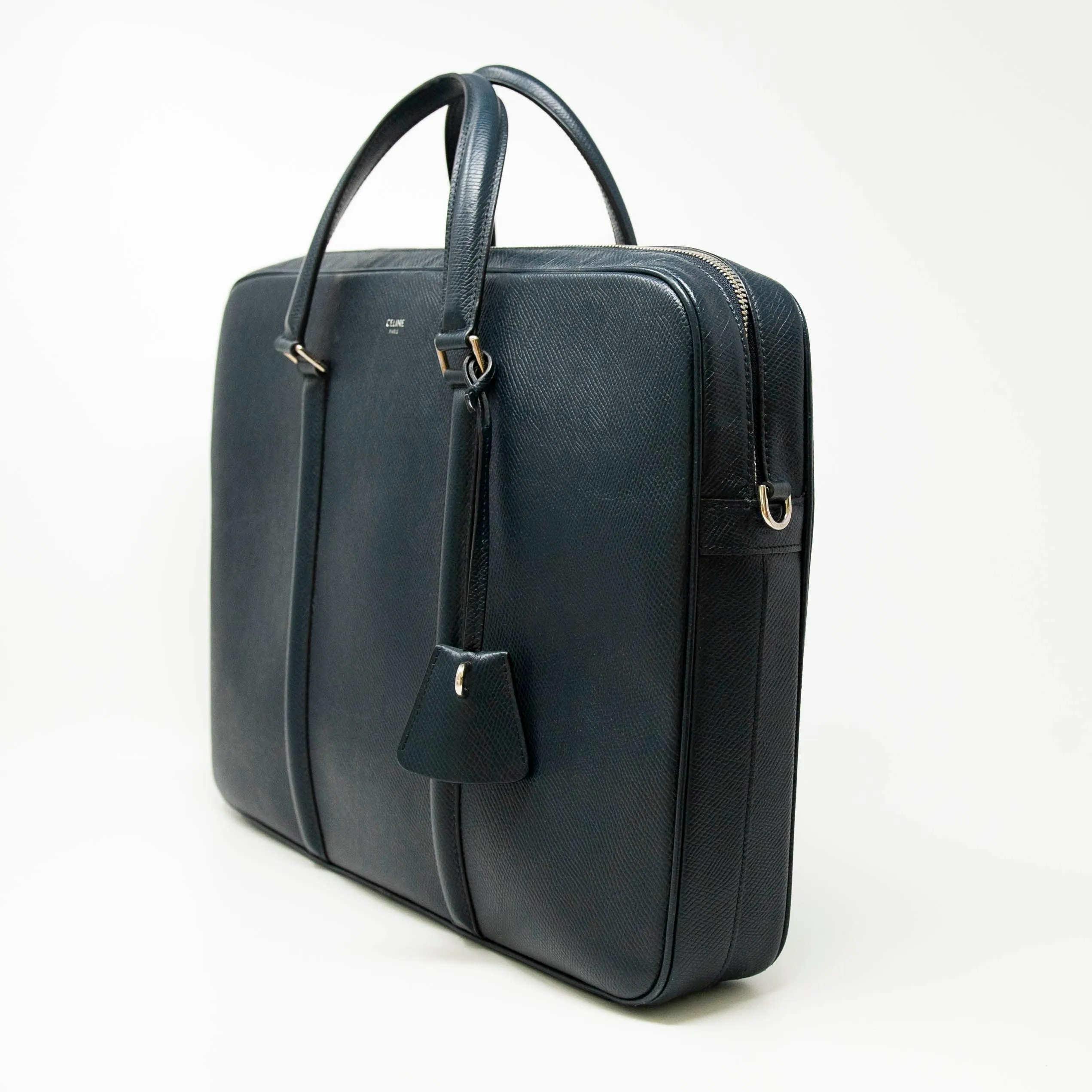 Celine Navy Grained Calfskin Briefcase