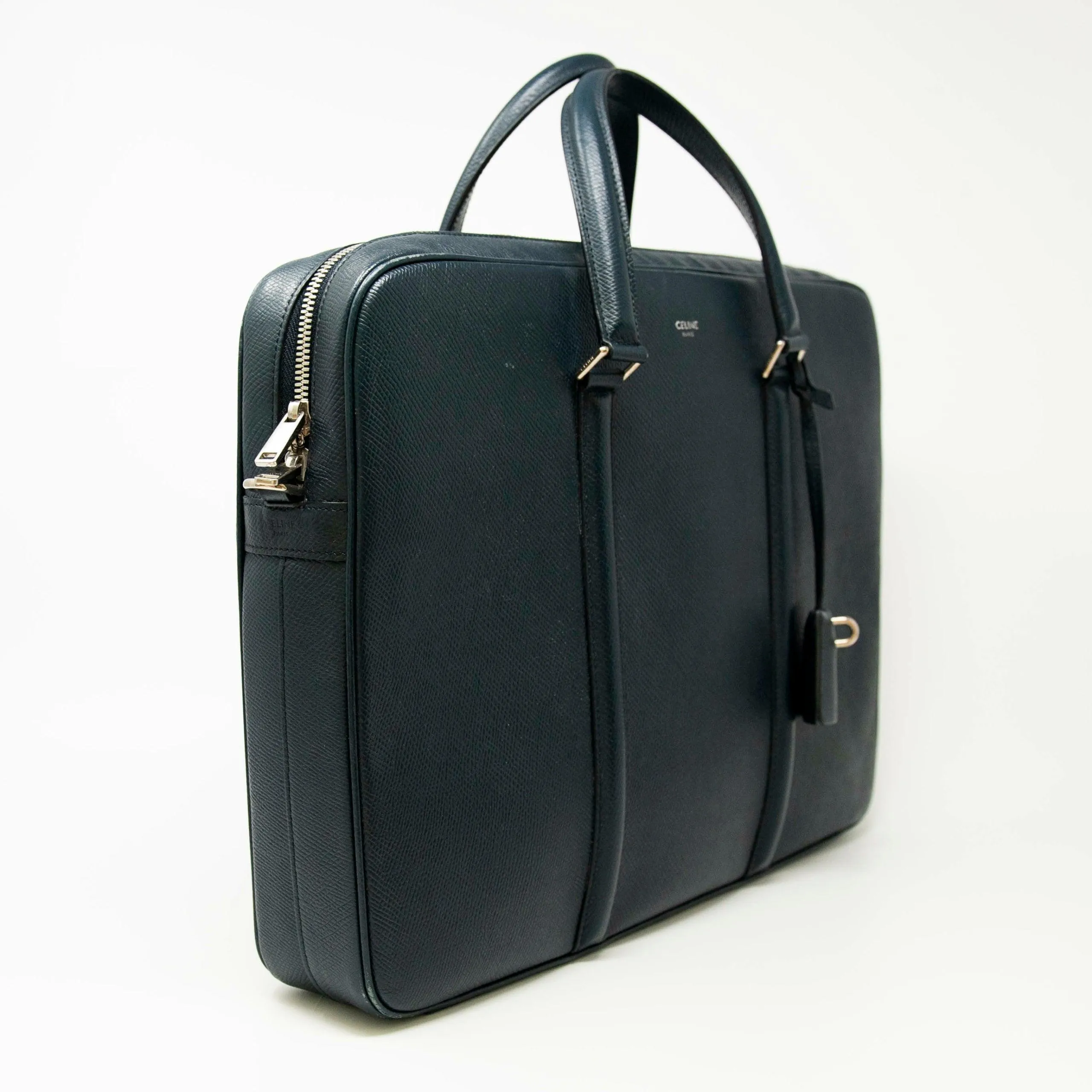 Celine Navy Grained Calfskin Briefcase