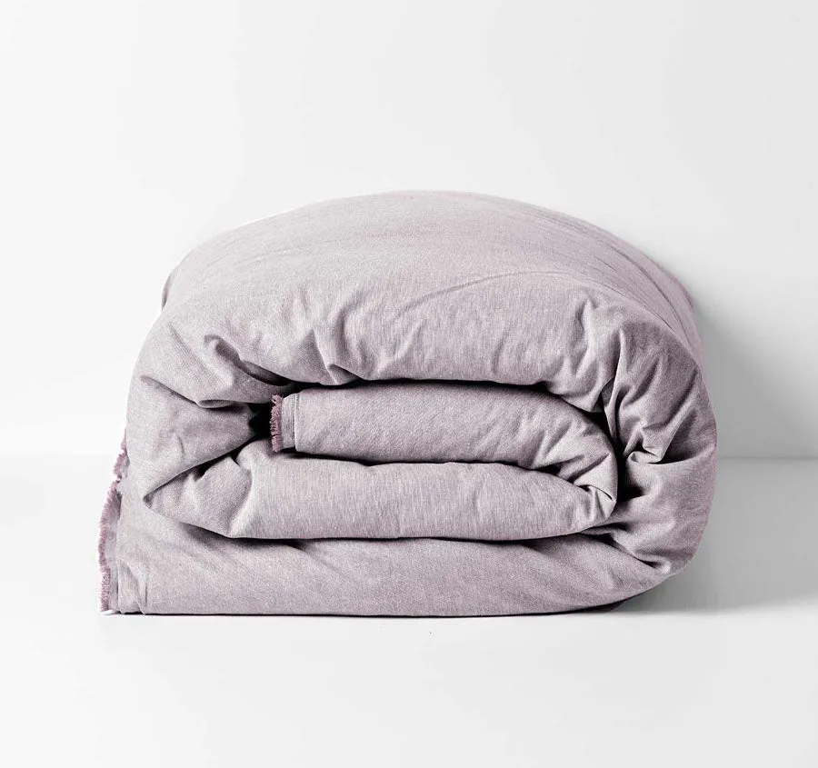 Chambray Fringe Quilt Cover Range Lilac