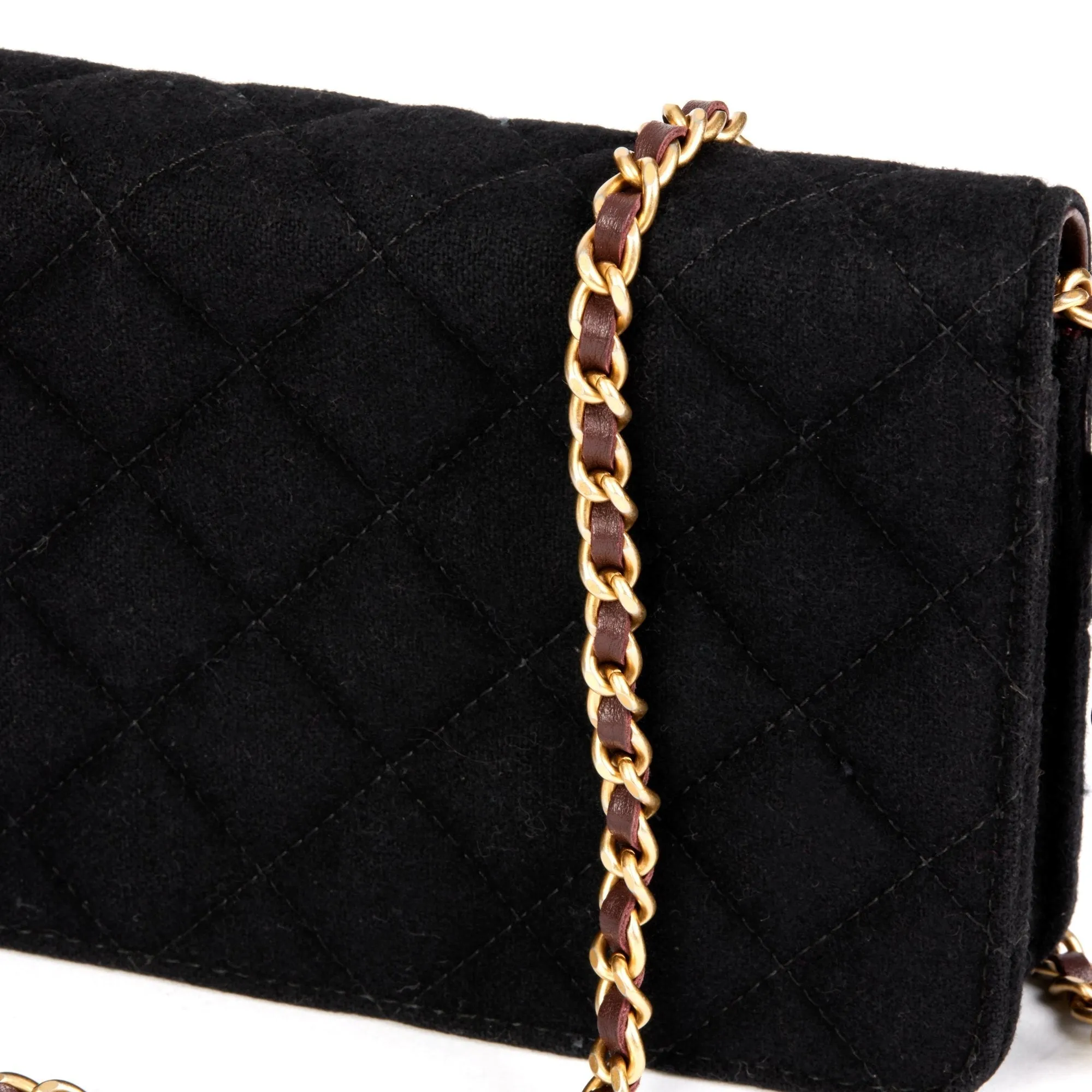 Chanel Black Quilted Felt Cruise Charms Wallet-on-Chain WOC Shoulder Bag