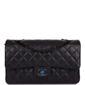 Chanel Medium Classic Double Flap Bag SO Black Lambskin Quilted Black Hardware