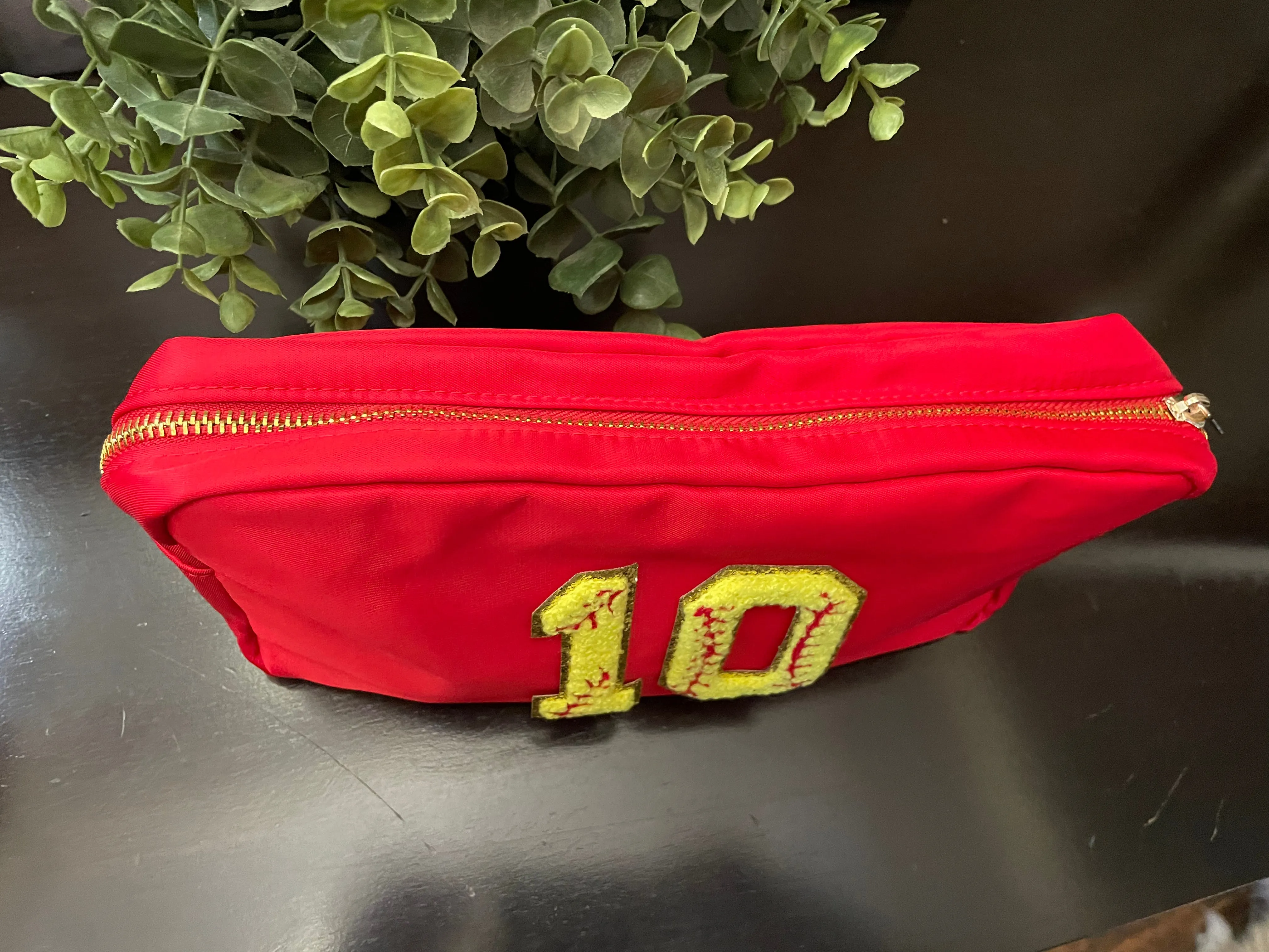 Chenille Patch Softball Cosmetic Bag