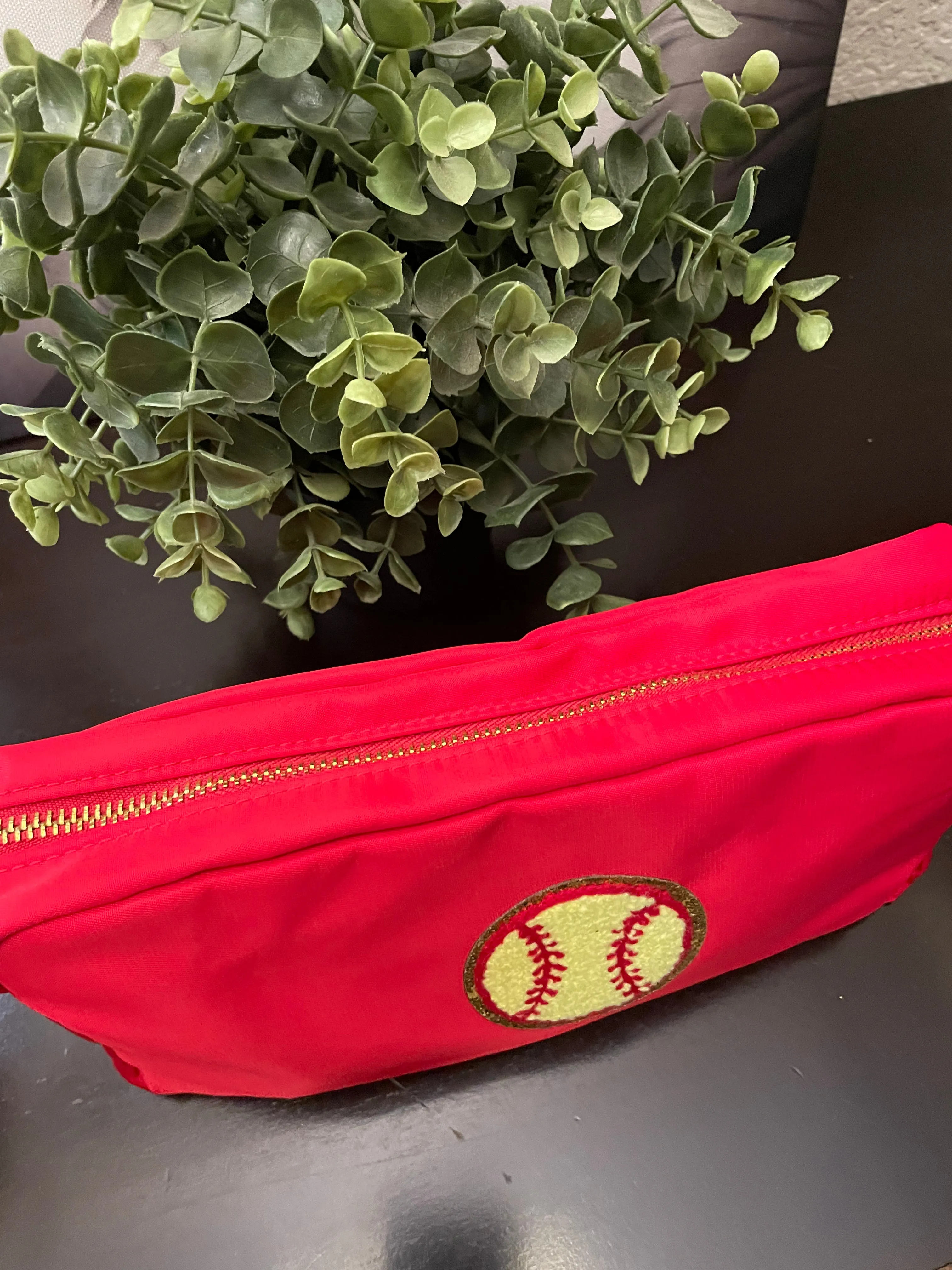 Chenille Patch Softball Cosmetic Bag