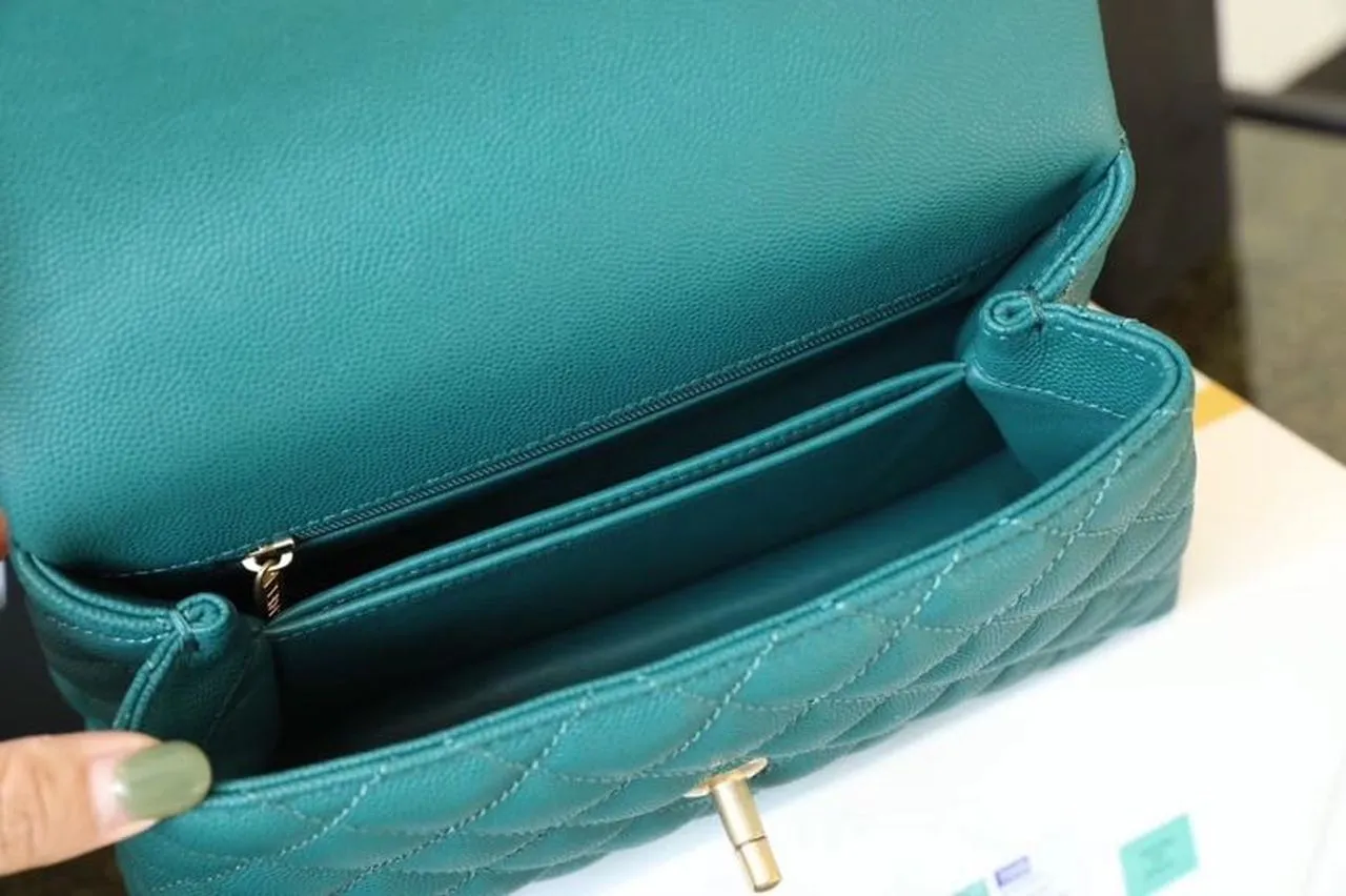 CHLMedium Flap Bag With Top Handle Teal For Women, Women’s Handbags, Shoulder And Crossbody Bags 9in/23cm A92990