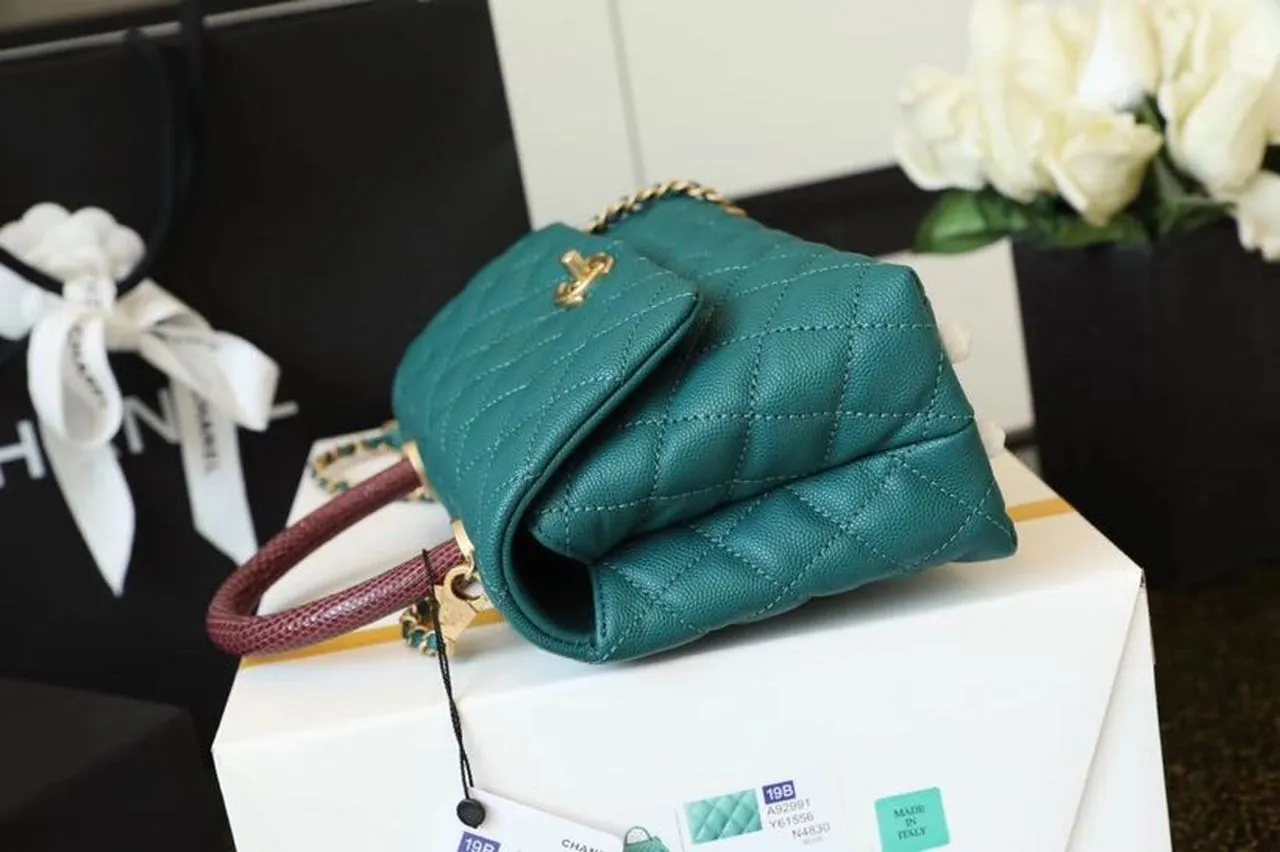 CHLMedium Flap Bag With Top Handle Teal For Women, Women’s Handbags, Shoulder And Crossbody Bags 9in/23cm A92990