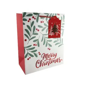 Christmas Holly & Berry Gift Bag - 32cm x 26cm x 10cm