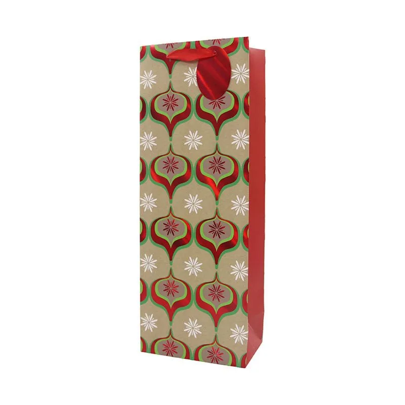 Christmas Kraft Bauble Wine Bag Bottle Bag