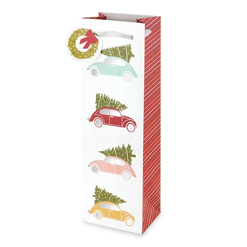 Christmas Tree Cars Wine Bag