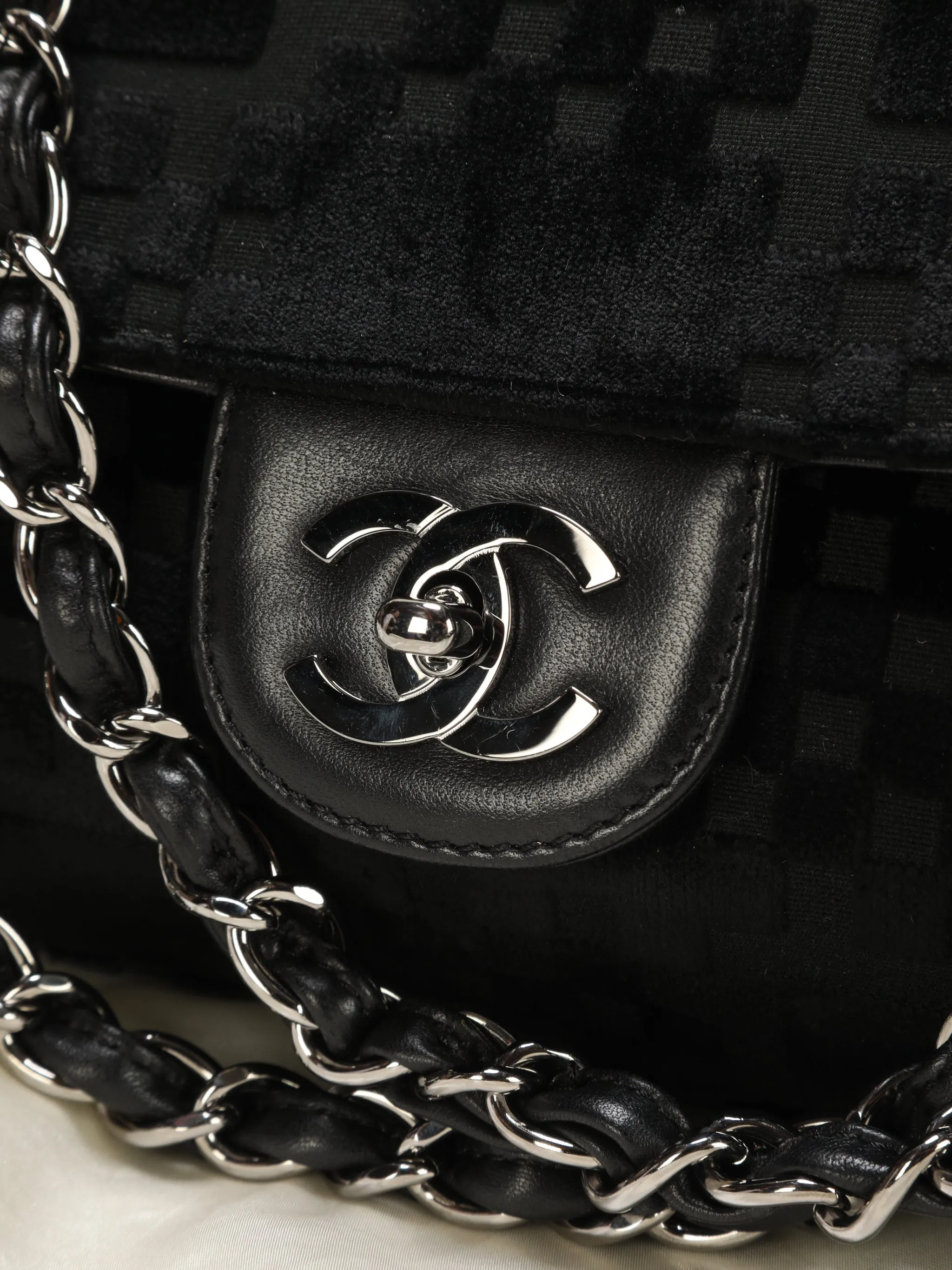 CL Velvet Checkered Chain Flap Bag