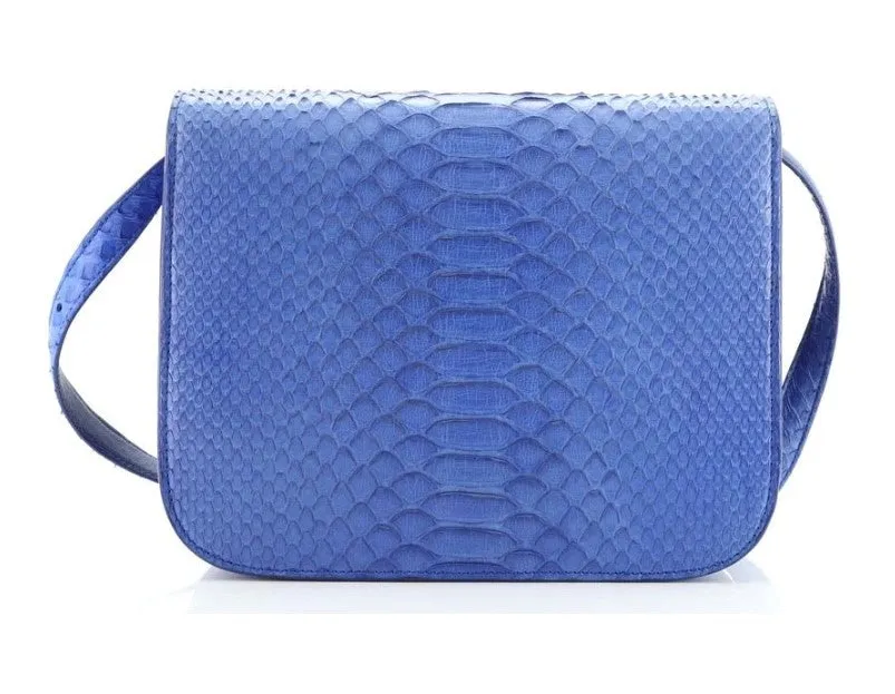 CÉLINE ROYAL BLUE PYTHON MEDIUM FLAP BAG