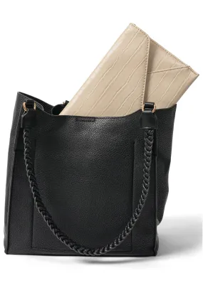 Clutch & Shoulder Bag Combo - Black & Cream