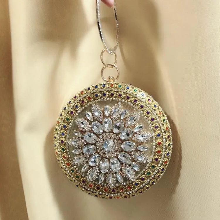 Colorful Rhinestone Crystal Round Ball Clutch