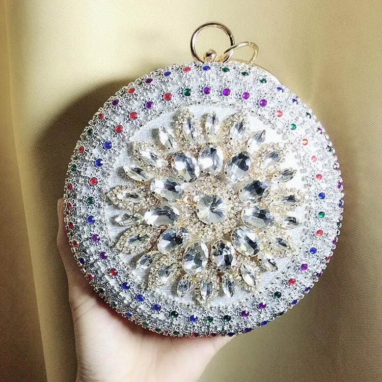 Colorful Rhinestone Crystal Round Ball Clutch