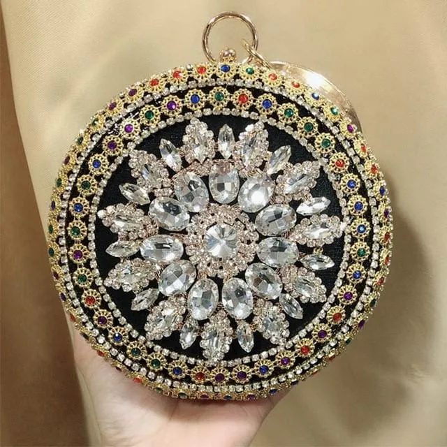 Colorful Rhinestone Crystal Round Ball Clutch