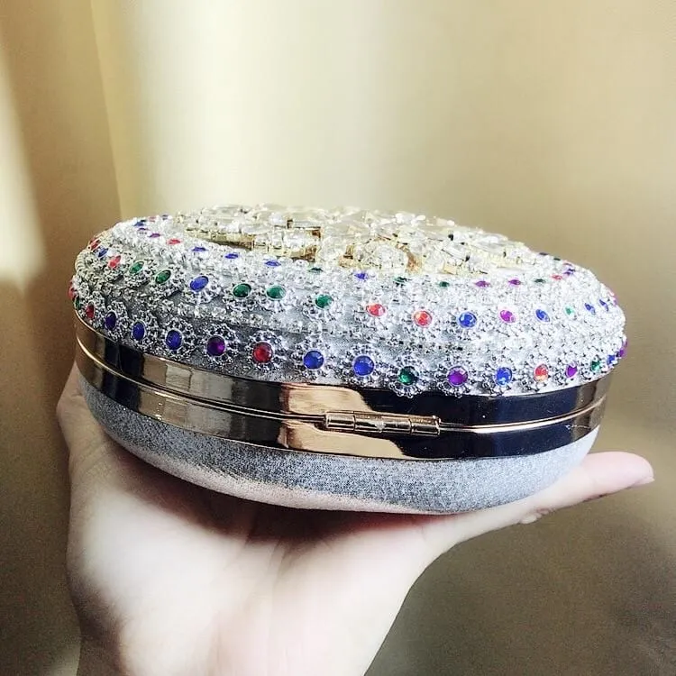 Colorful Rhinestone Crystal Round Ball Clutch