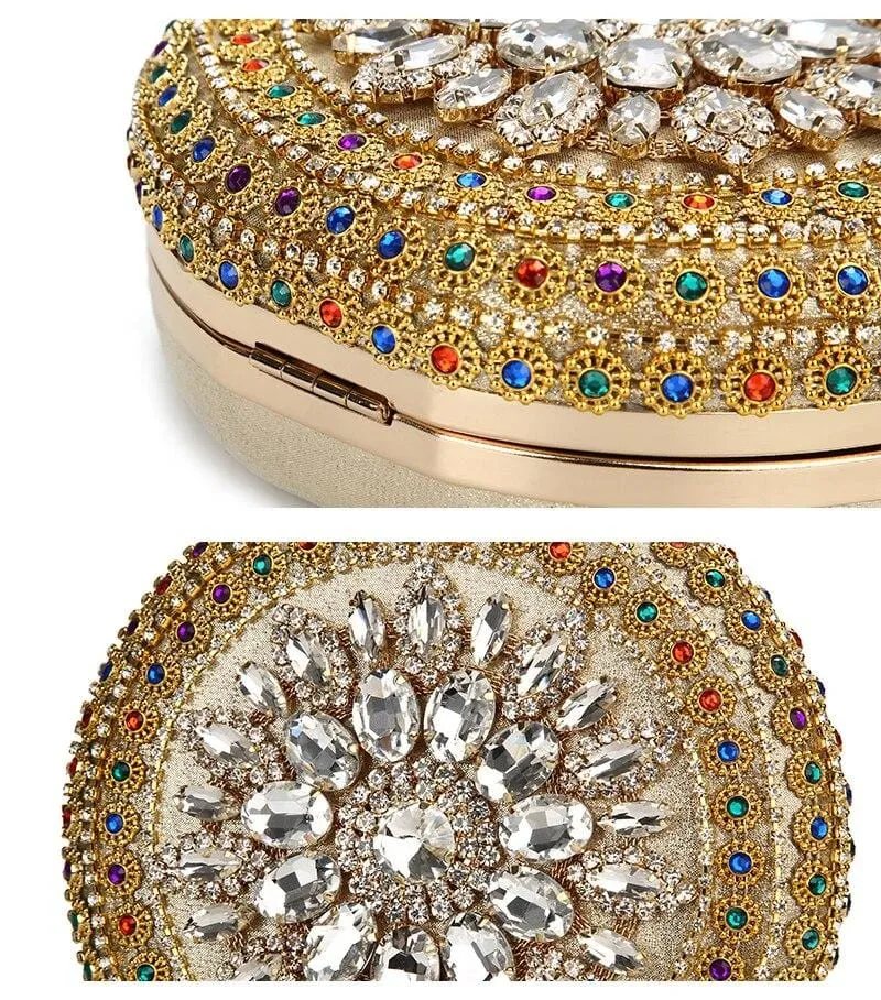 Colorful Rhinestone Crystal Round Ball Clutch