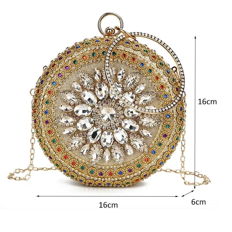 Colorful Rhinestone Crystal Round Ball Clutch