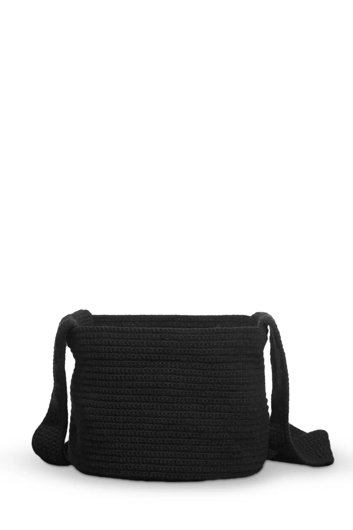 Crossover Knit Bag in Black Cashmere