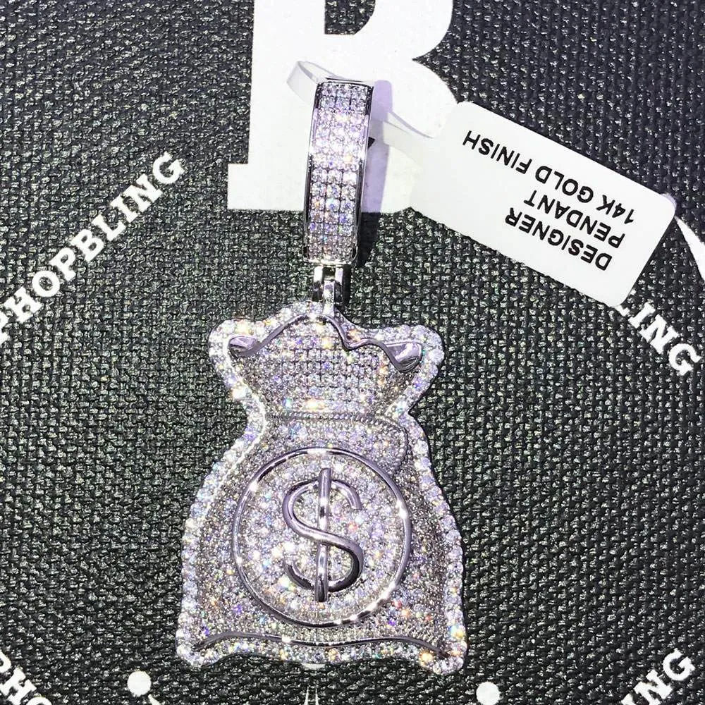 Custom Money Bag $ CZ Hip Hop Bling Bling Pendant