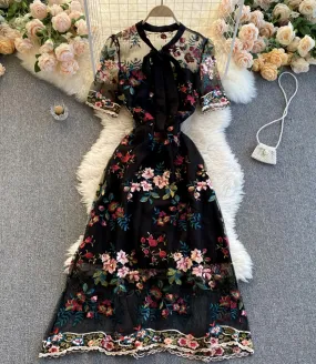 Cute A line dress with embroidery   S95