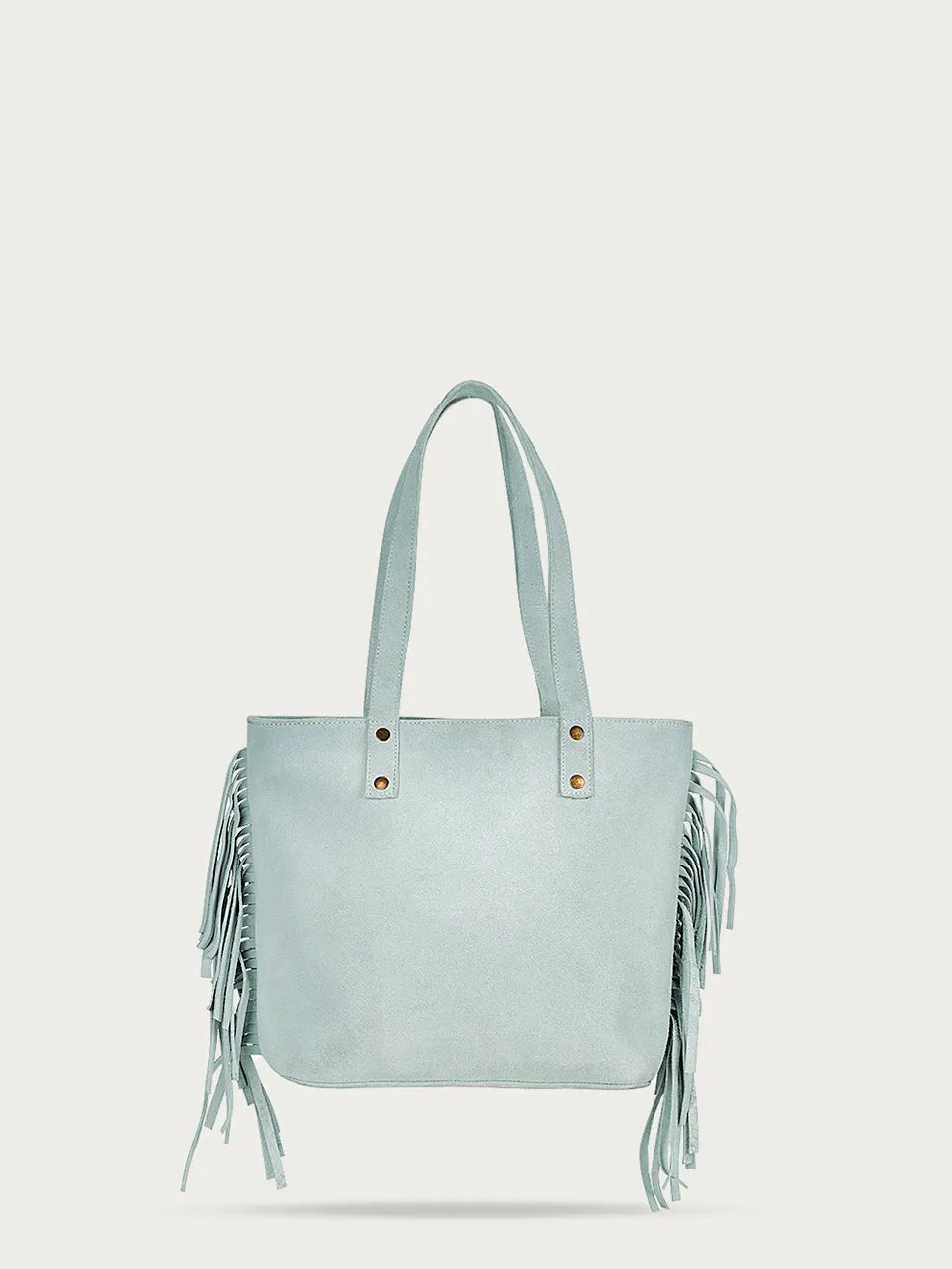 D1306 - WHITE PURSE WITH ZIPPER AND SIDE FRINGE