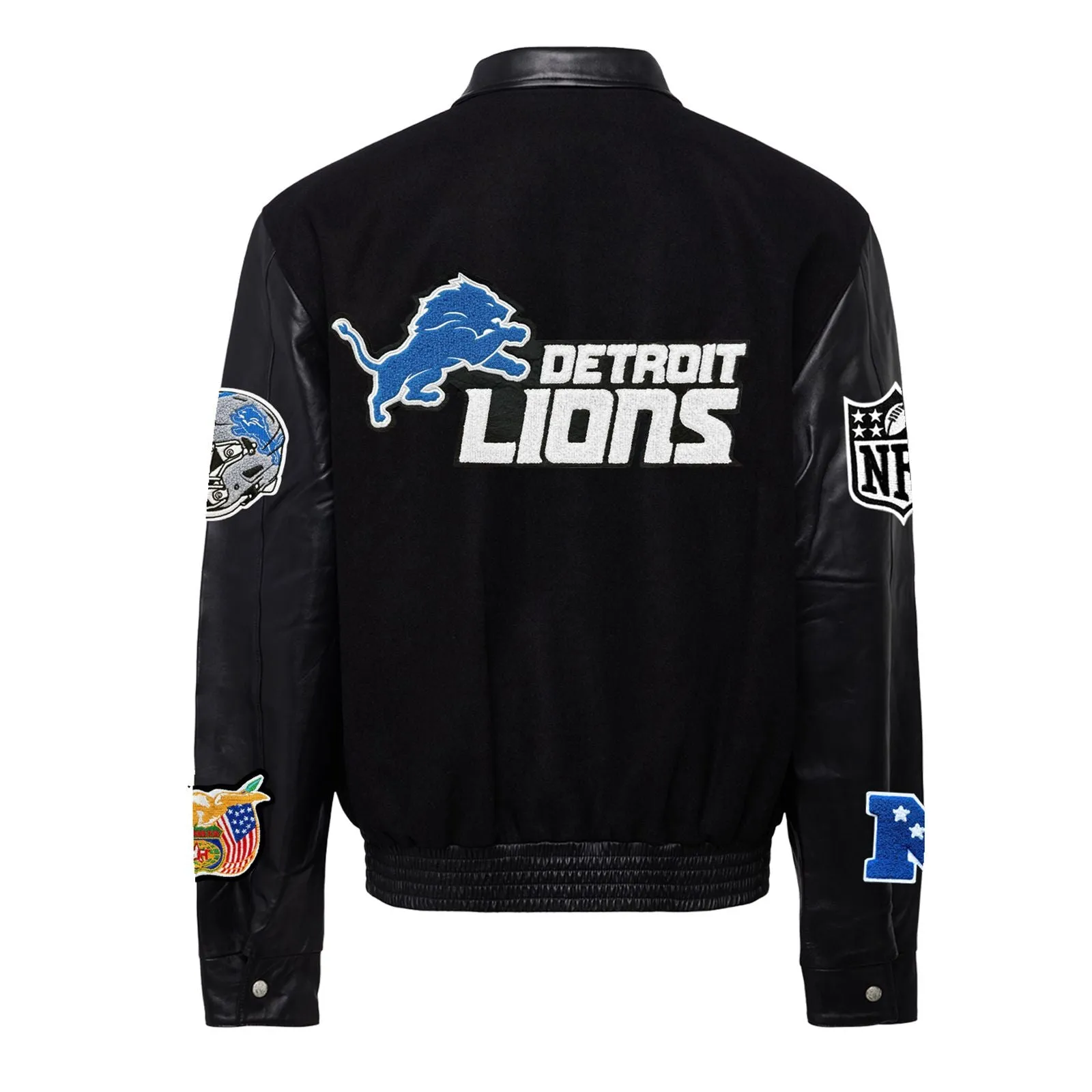 DETROIT LIONS WOOL & LEATHER VARSITY JACKET Black/Black