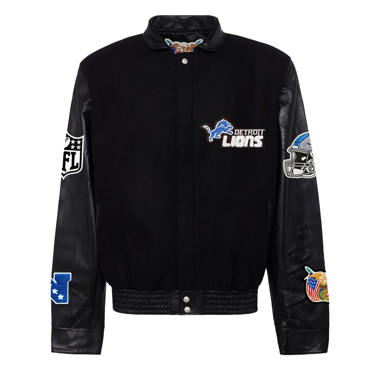 DETROIT LIONS WOOL & LEATHER VARSITY JACKET Black/Black