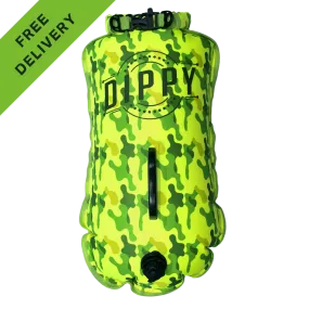 DIPPY 28 Litre Swim Dry Bag in Lime Green Camo