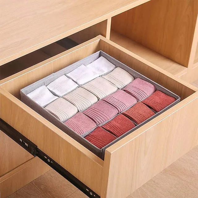 Drawer Storage Organizer for Socks and Under Garments-Grey small (5018)