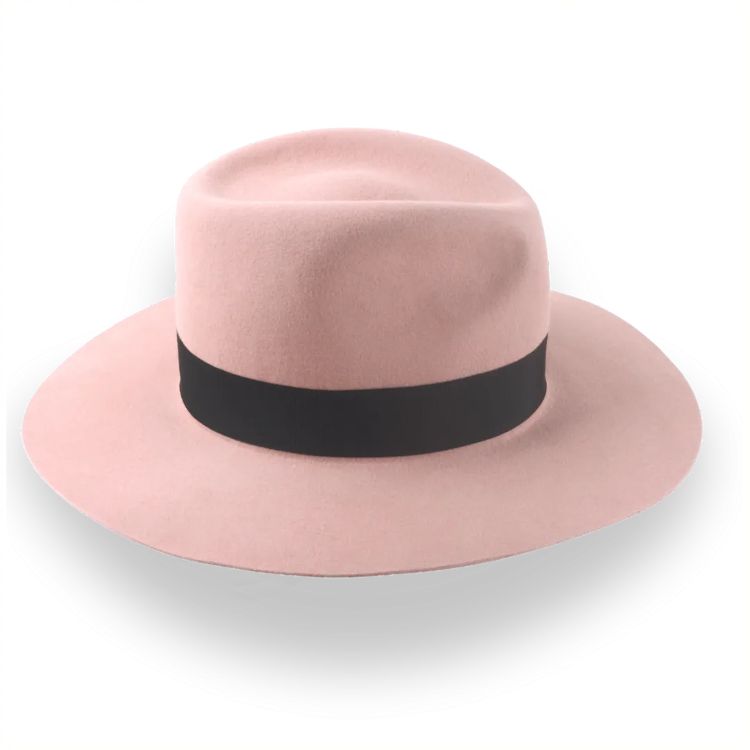 Dusty Pink Wide Brim Fedora Hat in Premium Fur Felt | The Enigma