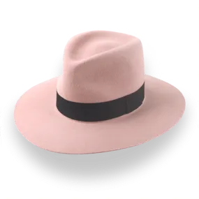 Dusty Pink Wide Brim Fedora Hat in Premium Fur Felt | The Enigma