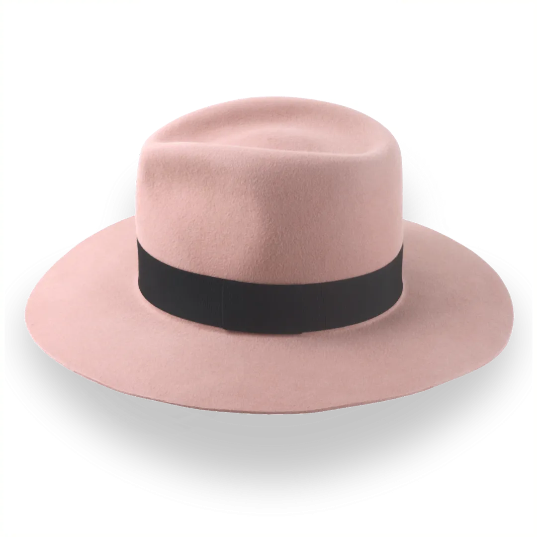 Dusty Pink Wide Brim Fedora Hat in Premium Fur Felt | The Enigma