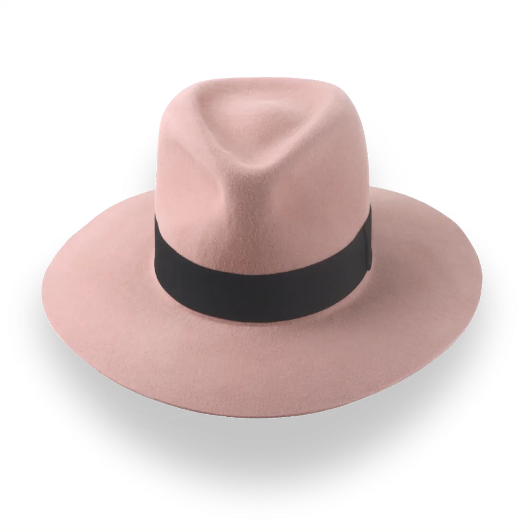 Dusty Pink Wide Brim Fedora Hat in Premium Fur Felt | The Enigma