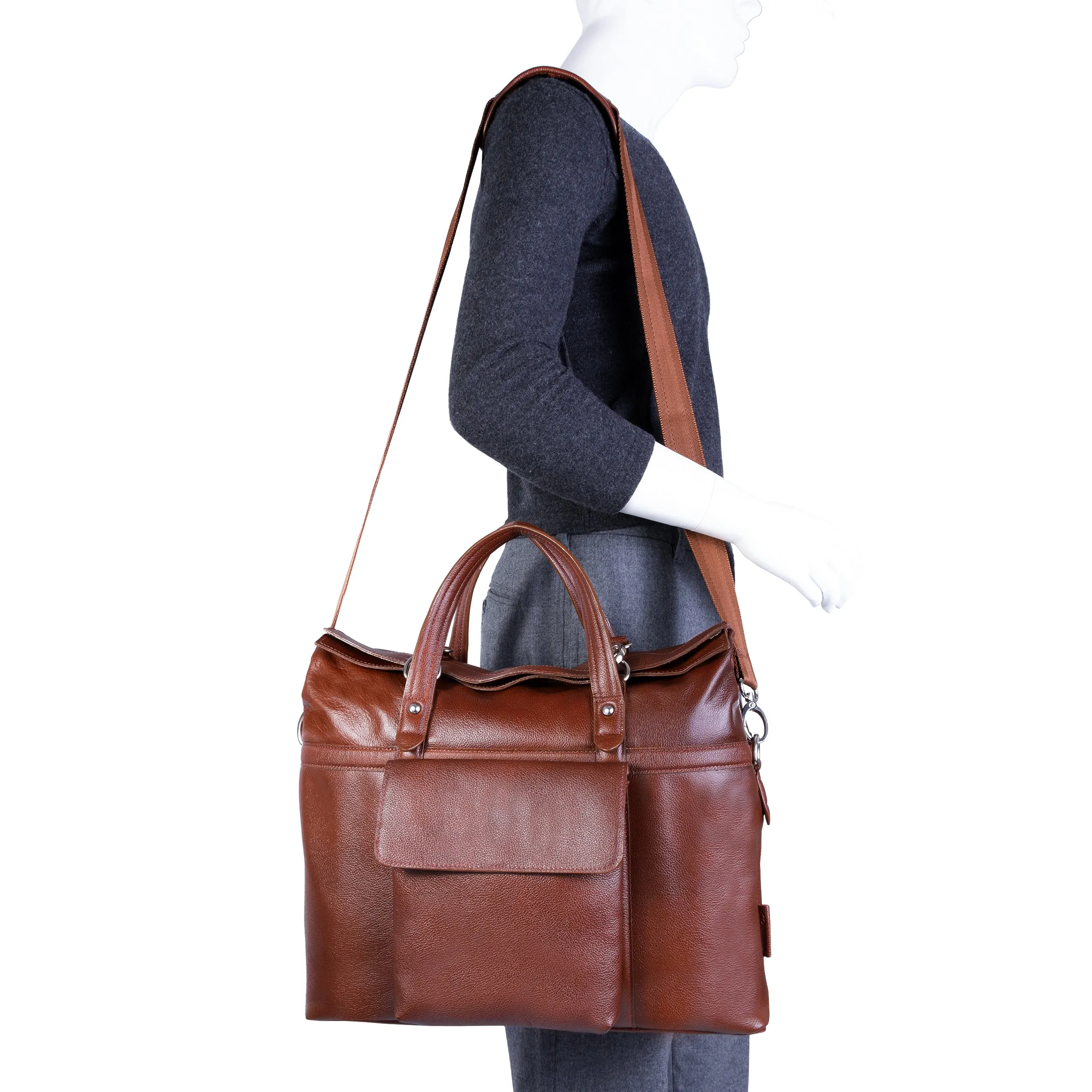 EDGEFIELD | 17” Leather Roll-Top Laptop Briefcase