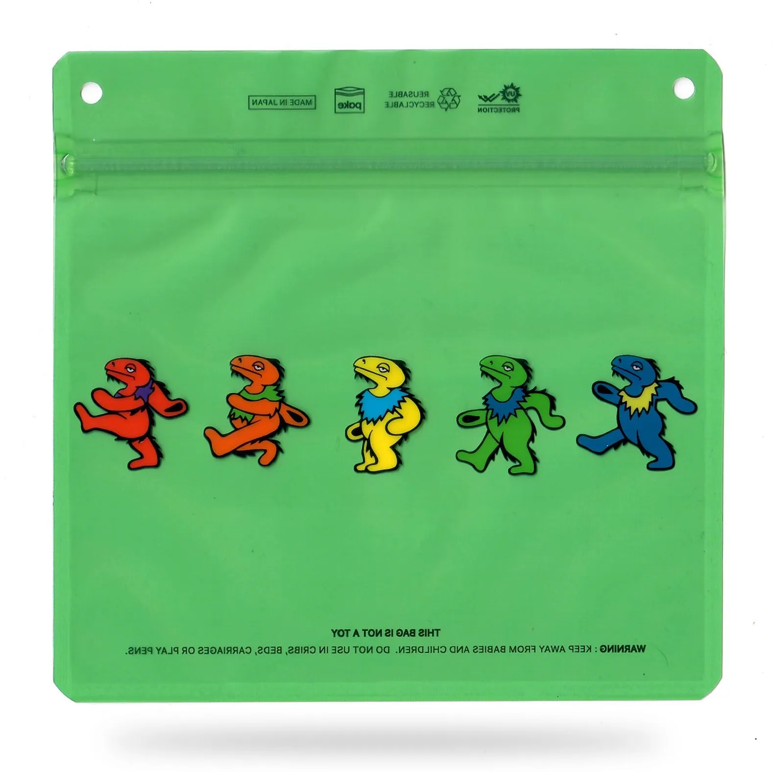 Elbo x Pake - Large - Green Dancing Dinos Zip Bag