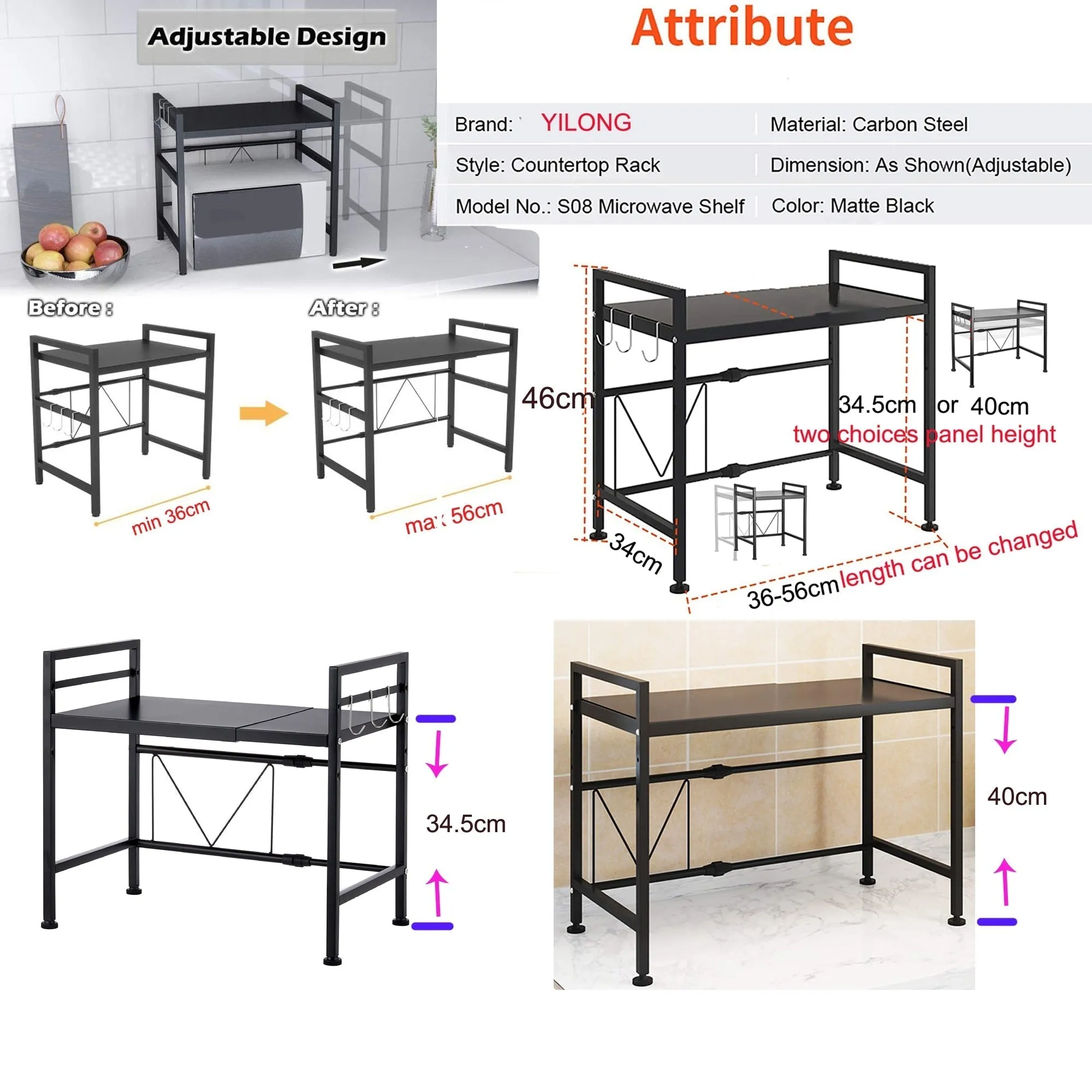 Expandable Kitchen Counter Shelf Rack Organizer