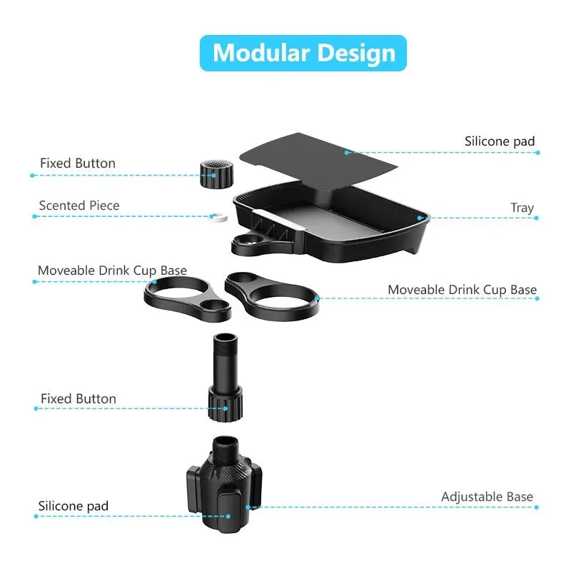 Expandable Multifunctional Car Snack Table Cup Holder