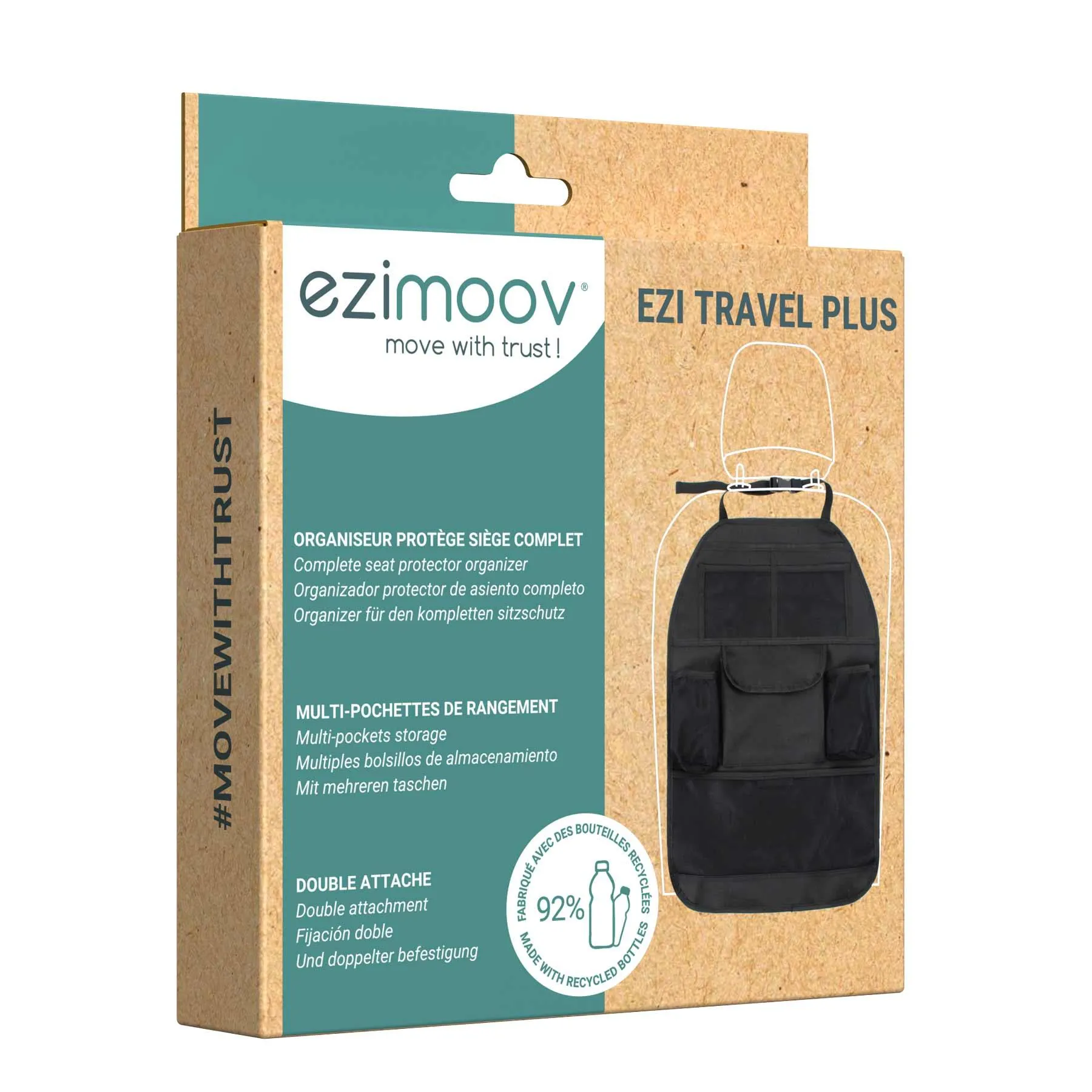 EZIMOOV Car Seat Organizer & Protector XL - EZI TRAVEL PLUS