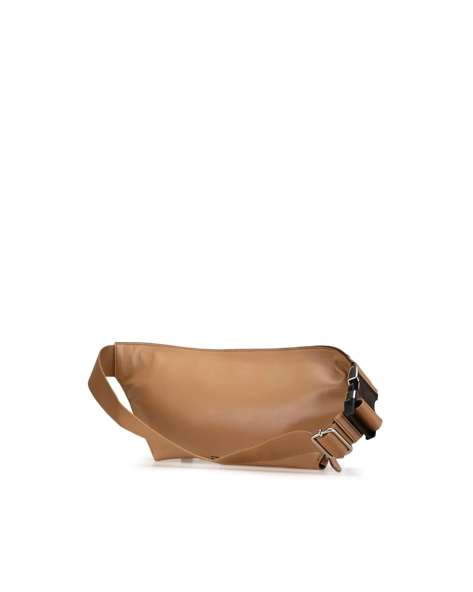 Faux Leather Belt Bag with Zip Closure and Exterior Pockets