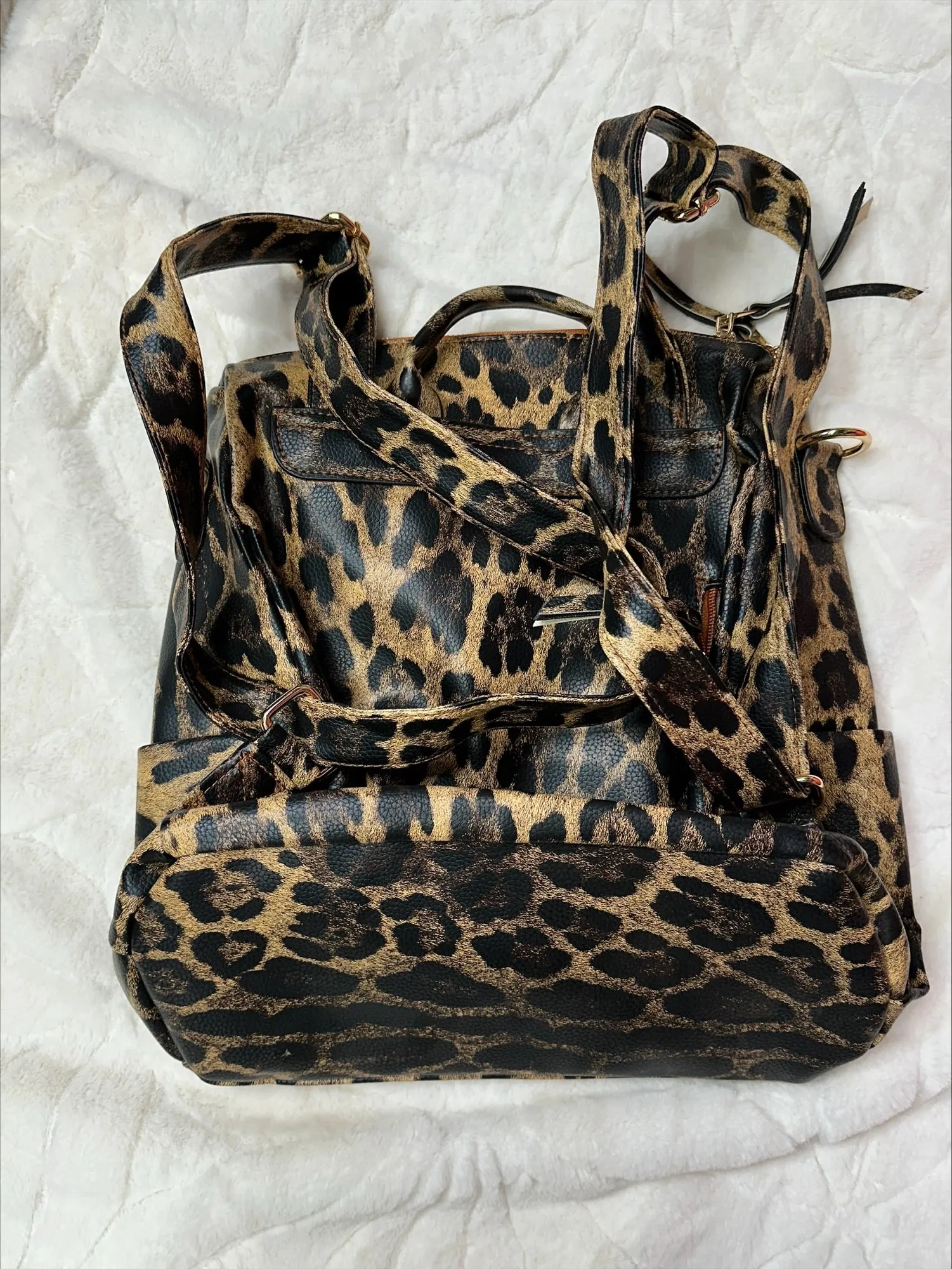 Faux Leopard Backpack